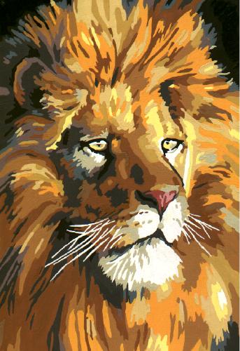 Lion Portrait. Oil-painting with 15 colors, 169x244 mm, September 2000