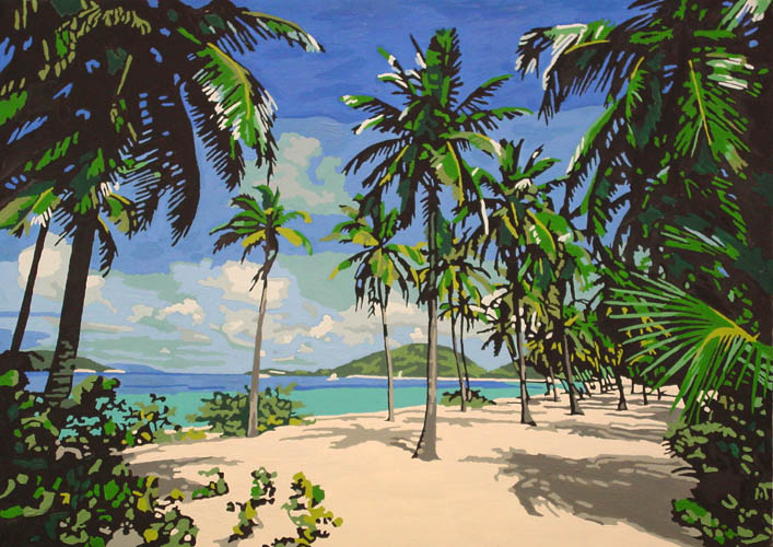 Paradisiac South Sea. Oil-painting with 18 colors, 339x244 mm, May 1999 until February 2000